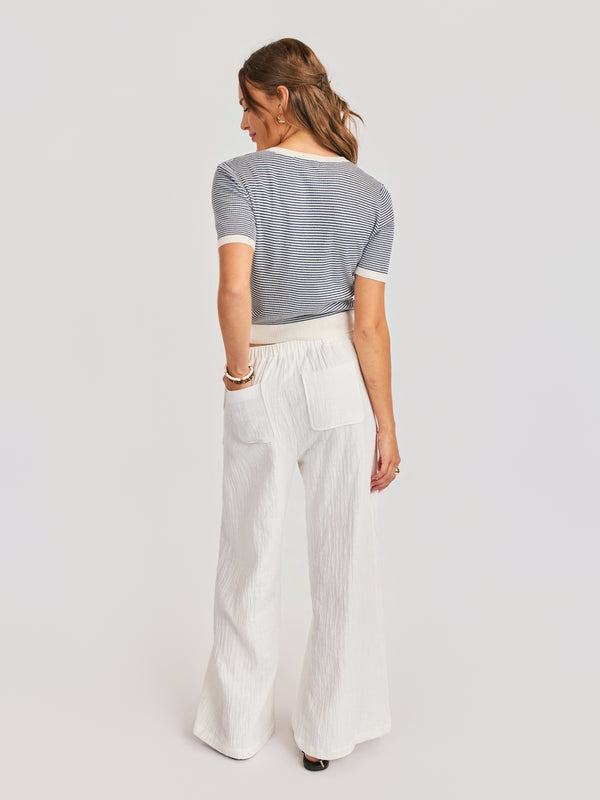 Lilah Wide Leg Pants in White - back view