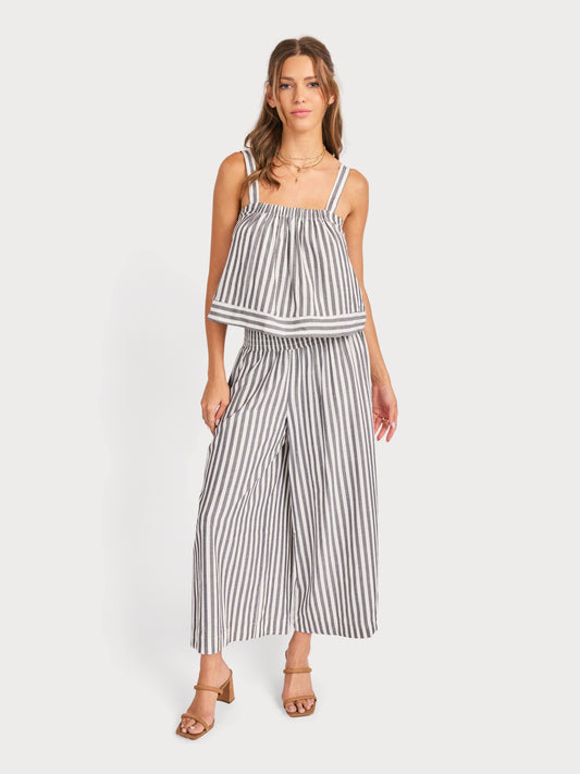 Nomad Stripe Pants in White Black - front view
