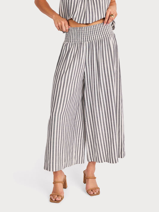 Nomad Stripe Pants in White Black - front crop view