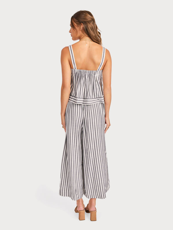 Nomad Stripe Pants in White Black - back view