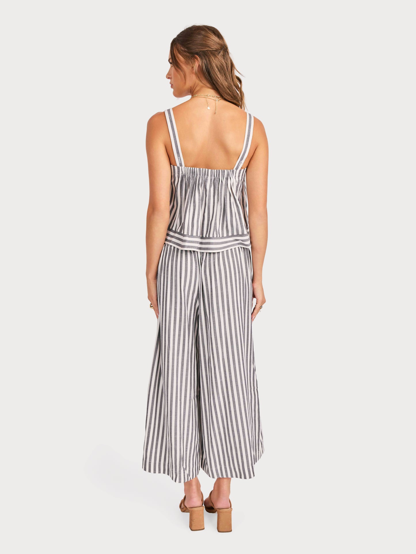 Nomad Stripe Pants in White Black - back view