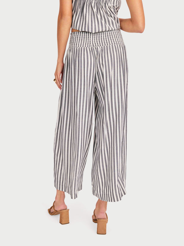 Nomad Stripe Pants in White Black - back crop view