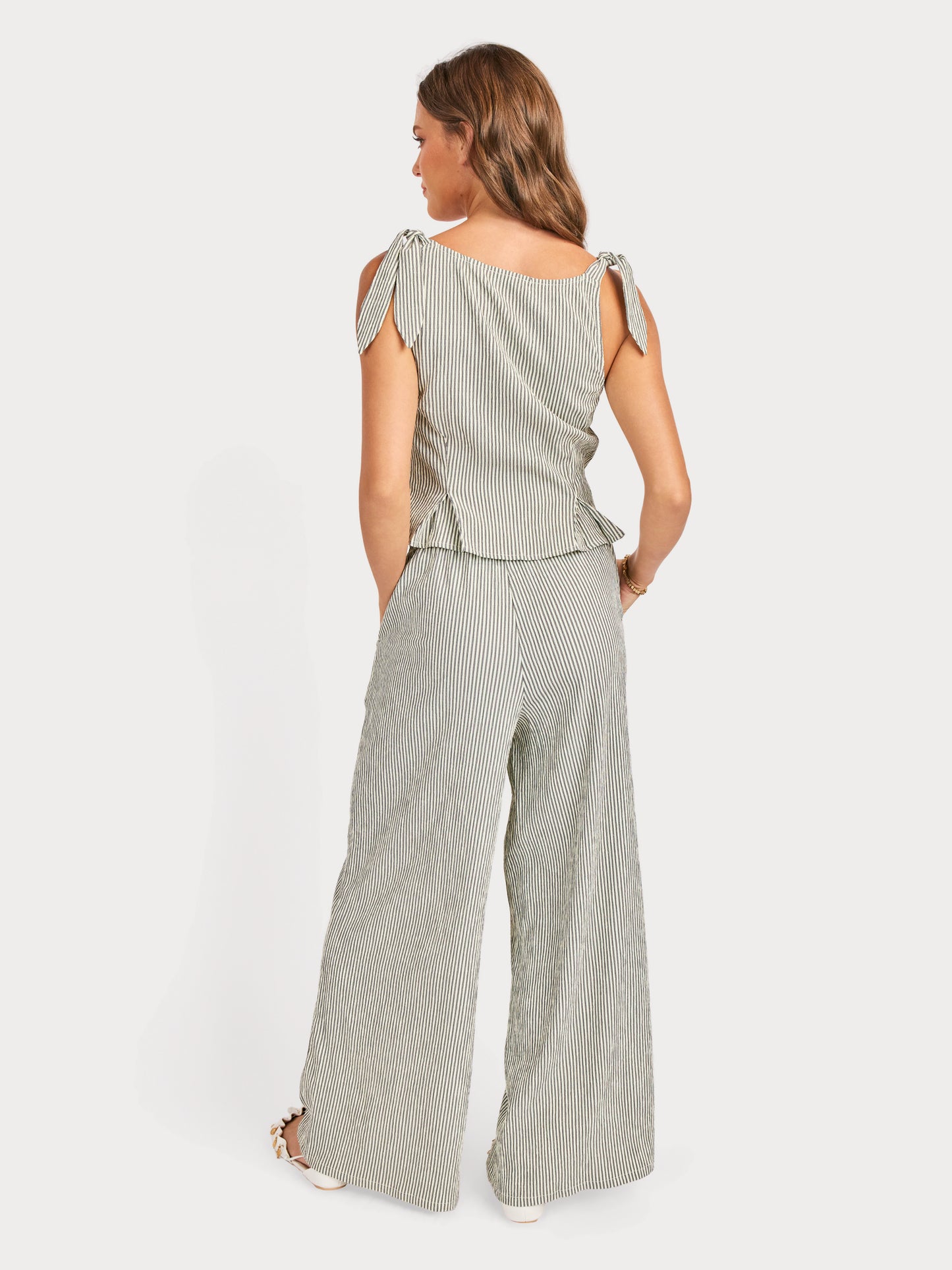 See Me Stripe Pants in Black Cream - back view