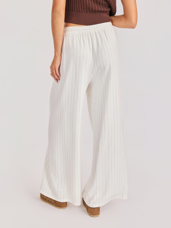 Sugarloaf Stripe Pants in White Brown - back crop view