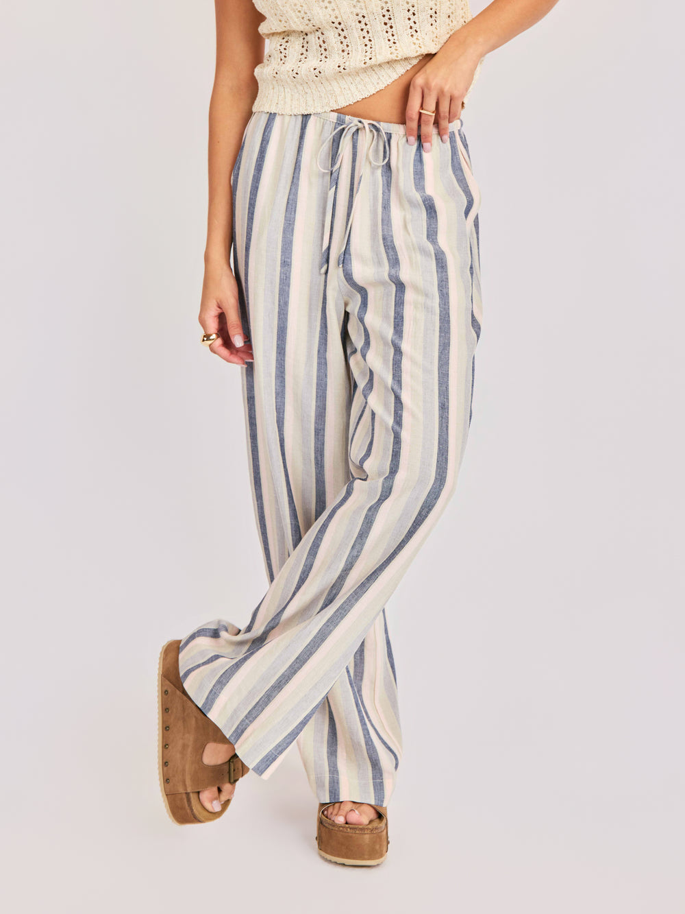 Sweetgrass Stripe Pants in Blue Multi - front crop view
