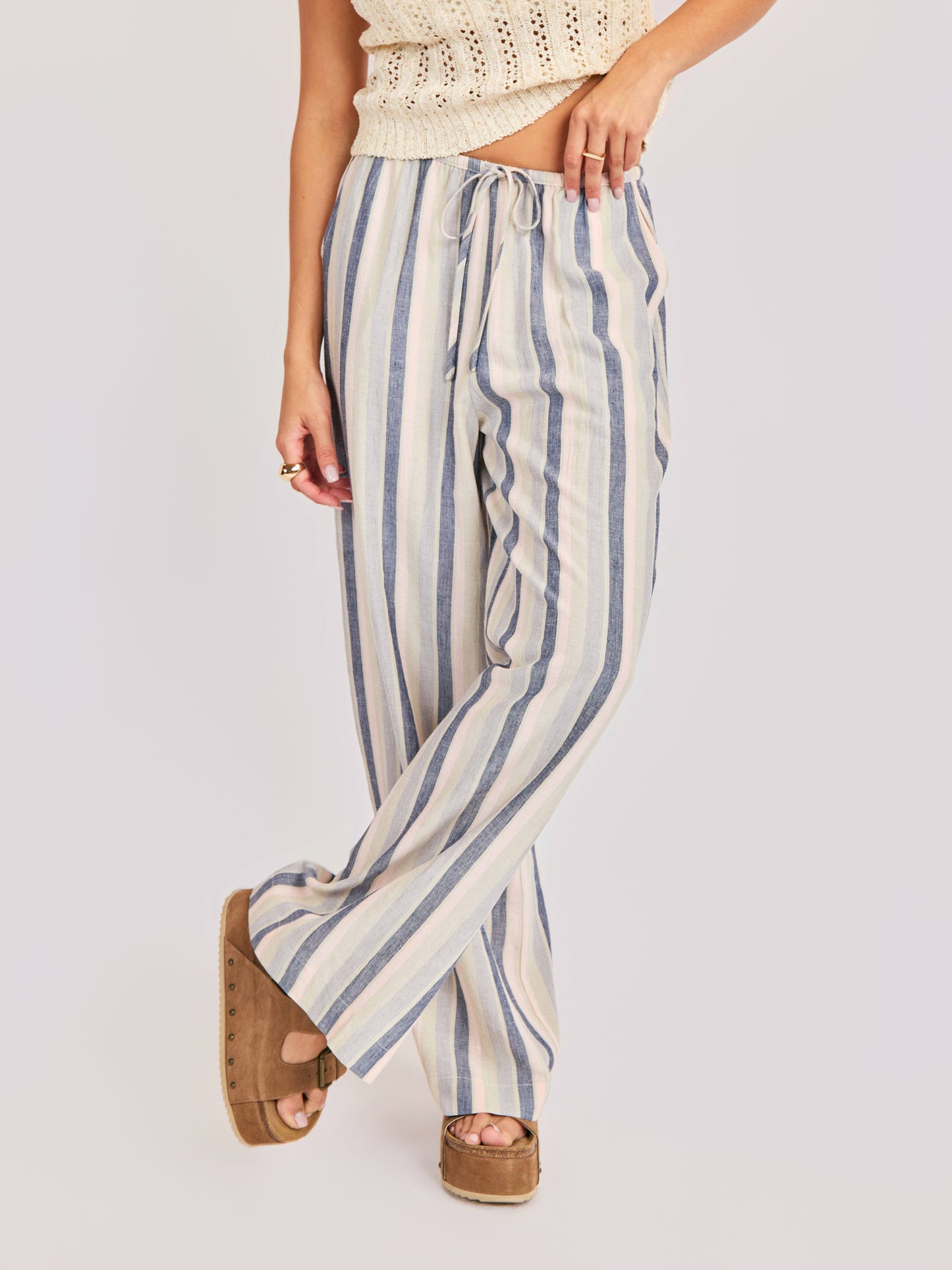 Sweetgrass Stripe Pants in Blue Multi - front crop view
