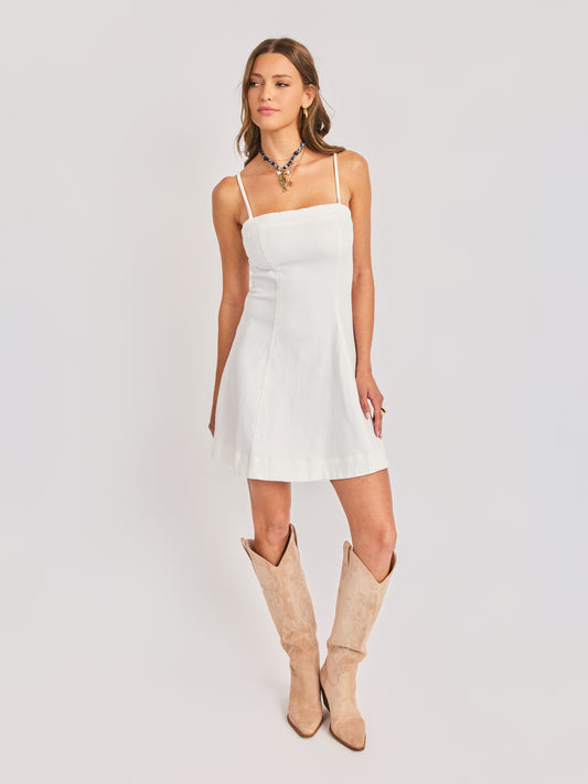 Clear Eyes Mini Dress in White - front view