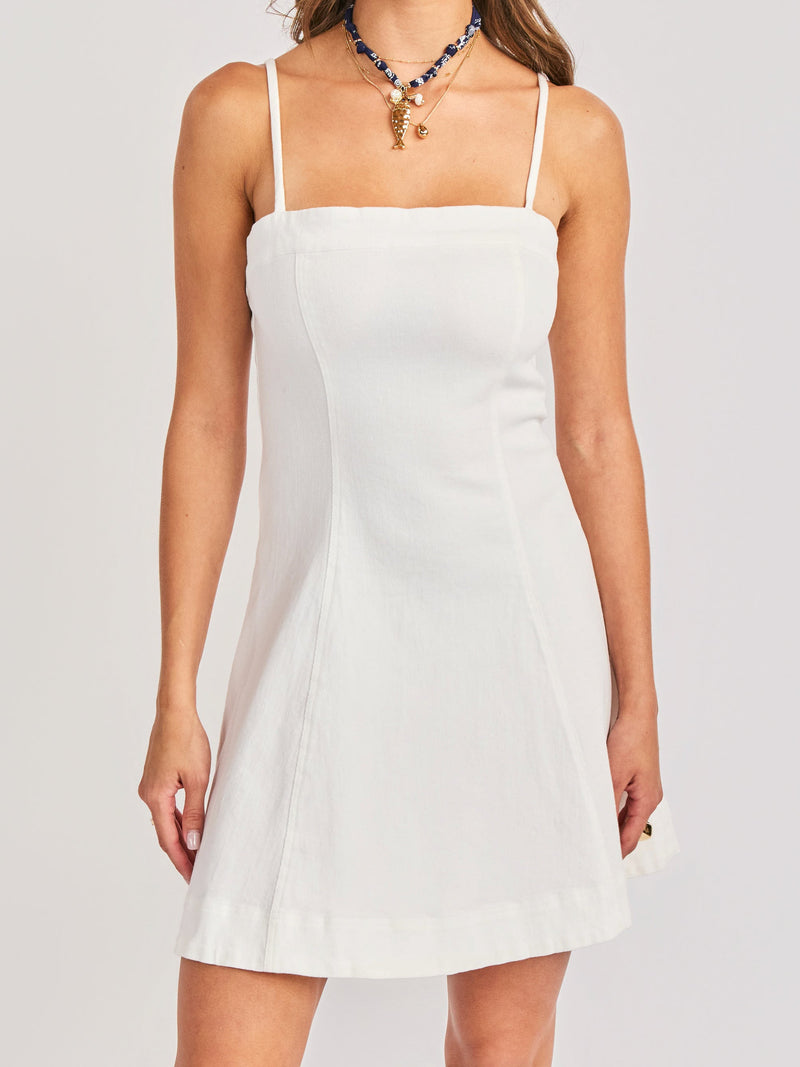 Clear Eyes Mini Dress in White - detail view
