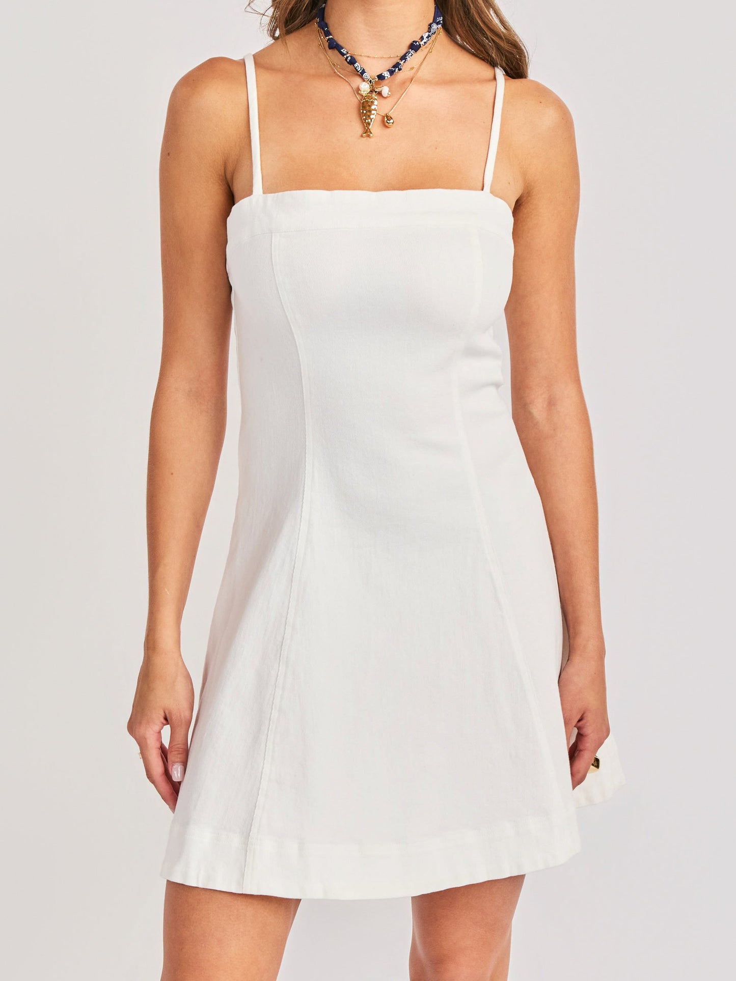 Clear Eyes Mini Dress in White - detail view