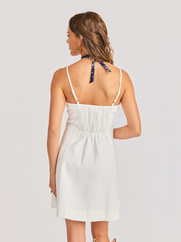 Clear Eyes Mini Dress in White - back crop view