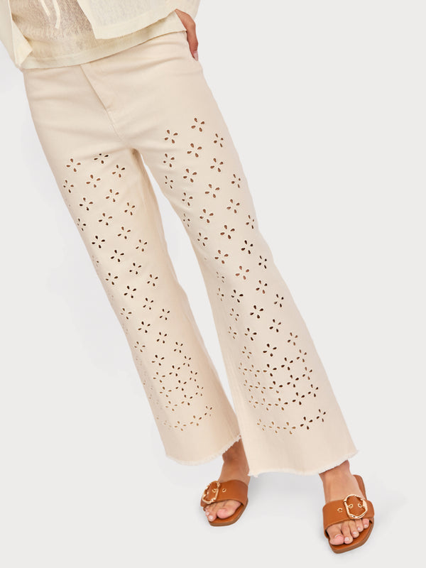 Clear Eyes Eyelet Pants in Cream - mood image
