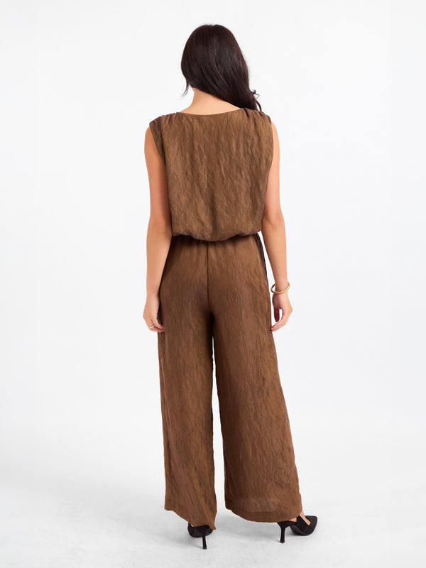 Sepia Sky Bubble Top in Bronze Olive - back view
