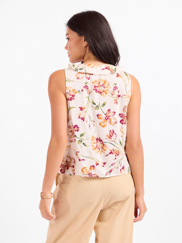 Earth Song Top in Ivory Multi - back crop view