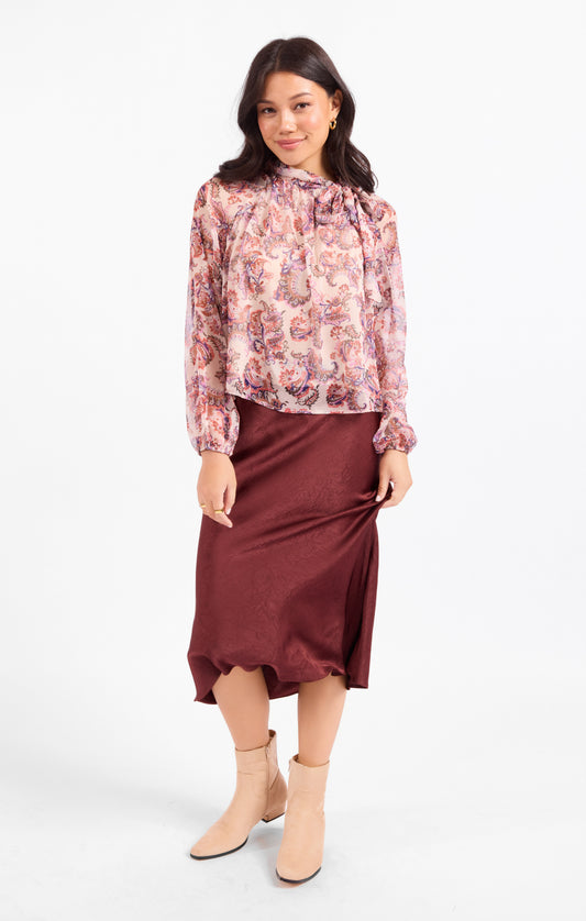 En Province Neck Tie Blouse