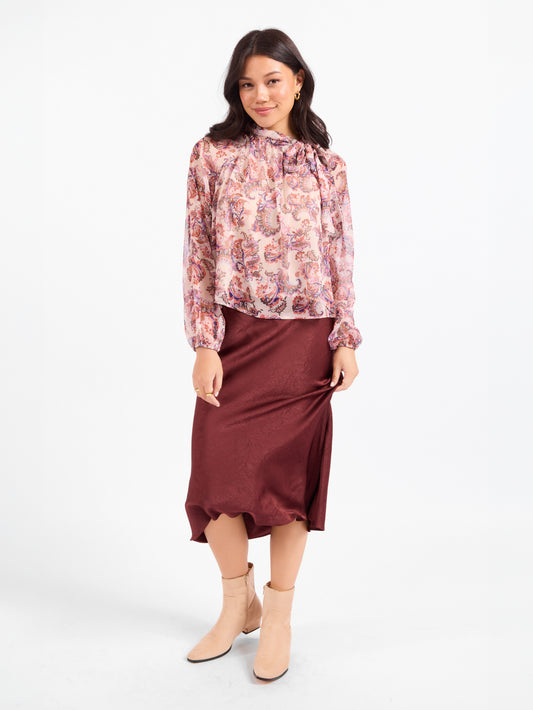 En Province Neck Tie Blouse