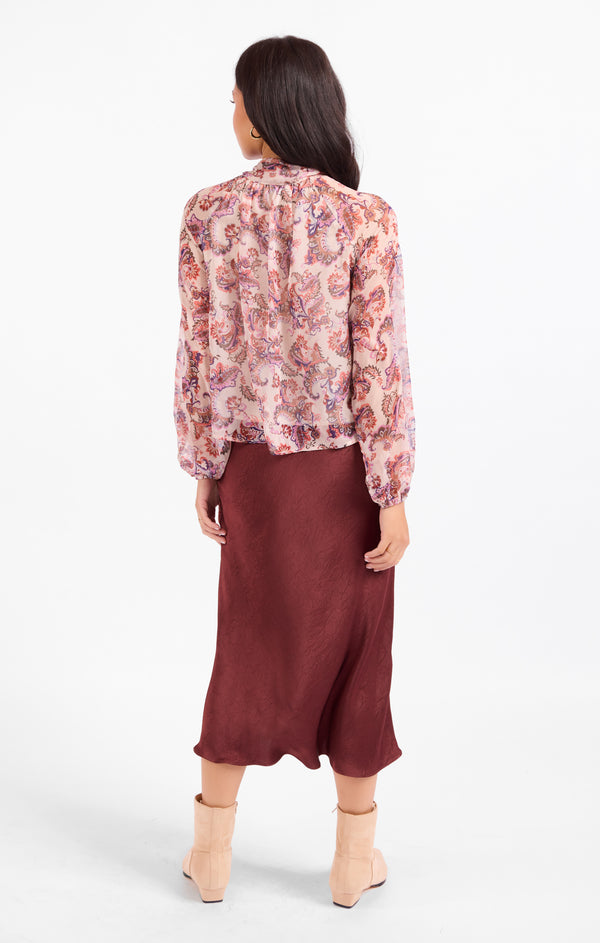 En Province Neck Tie Blouse