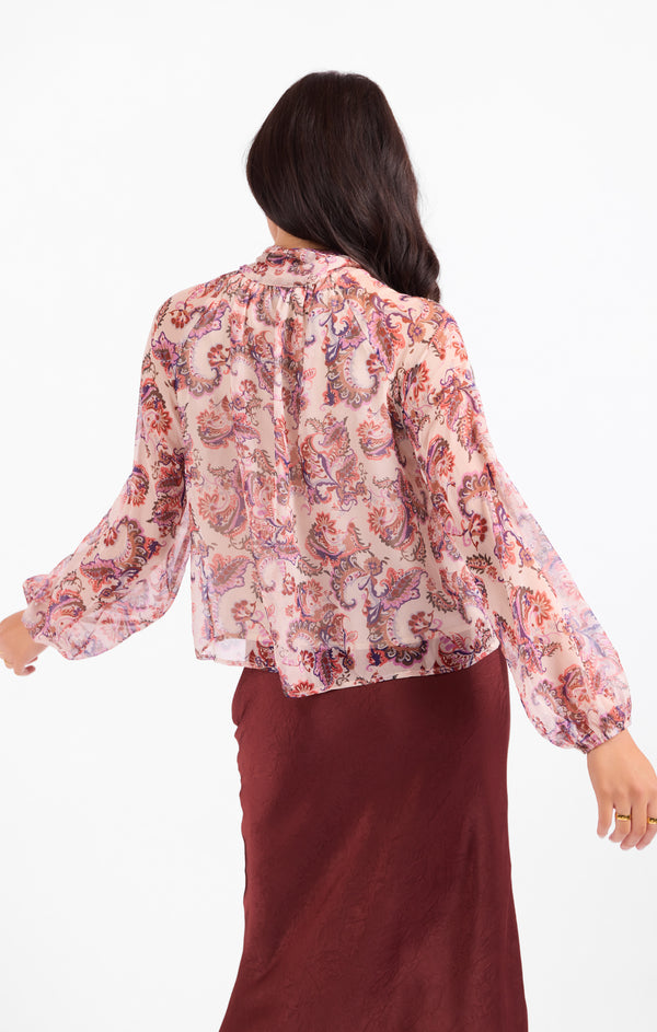 En Province Neck Tie Blouse