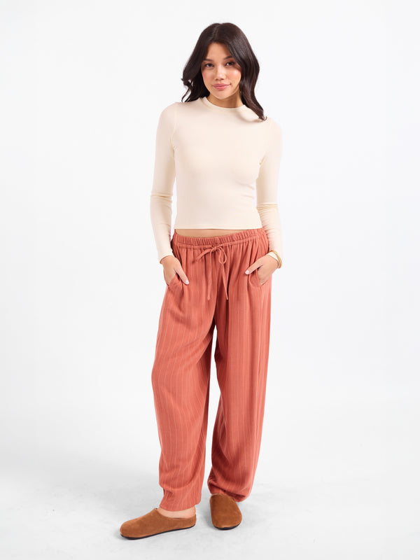 Ronan Crewneck Top in Cream - front view