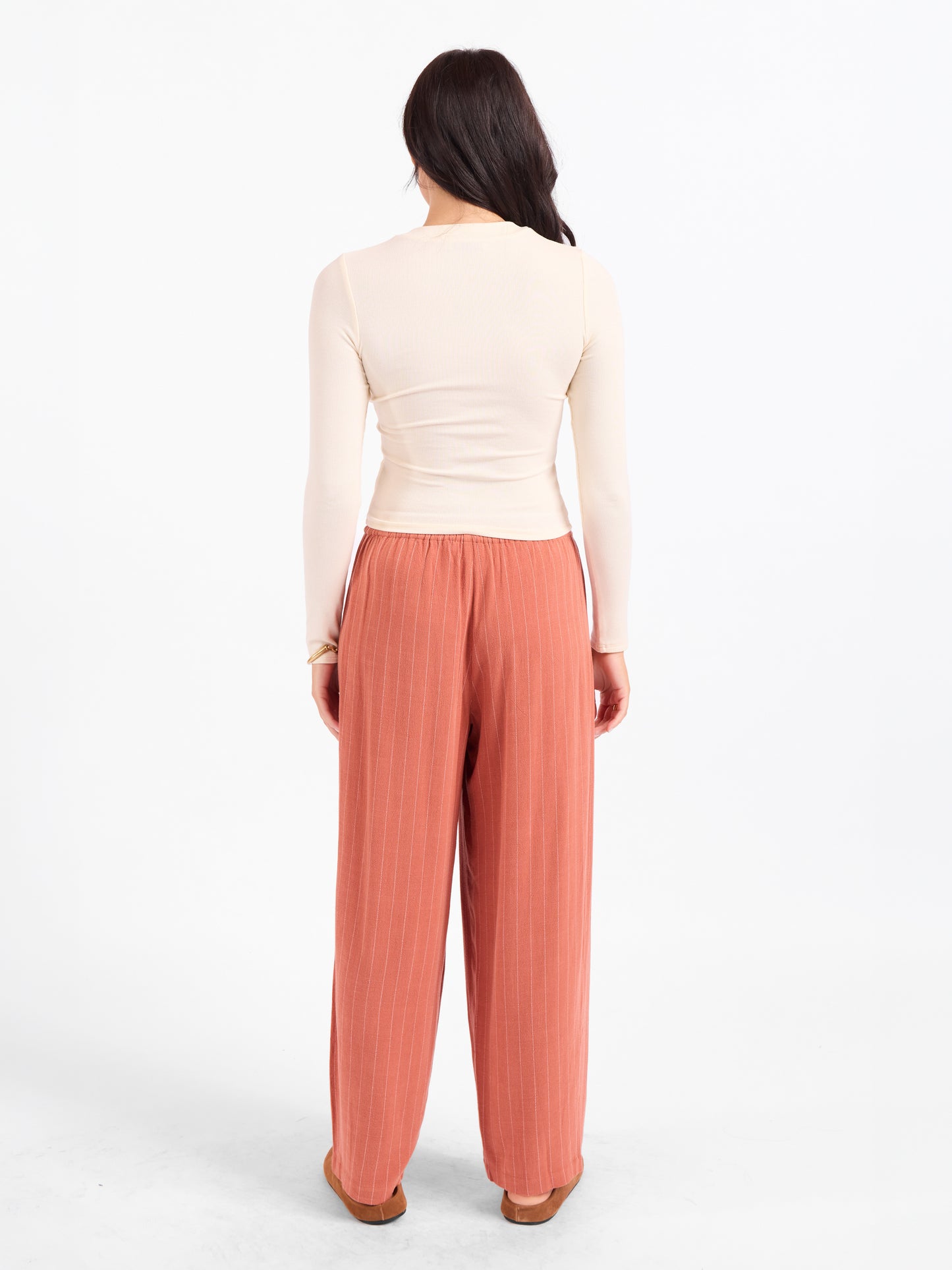 Ronan Crewneck Top in Cream - back view