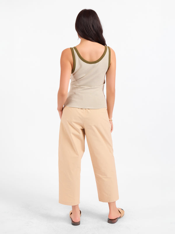 Taxi Lights Stripe Tank in Olive Cream - back view