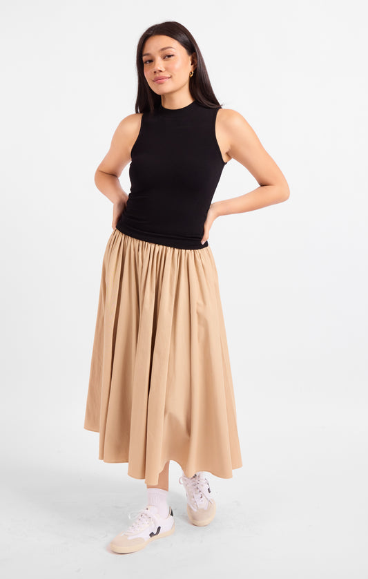 Ronan Mock Neck Ruched Knit Tanks