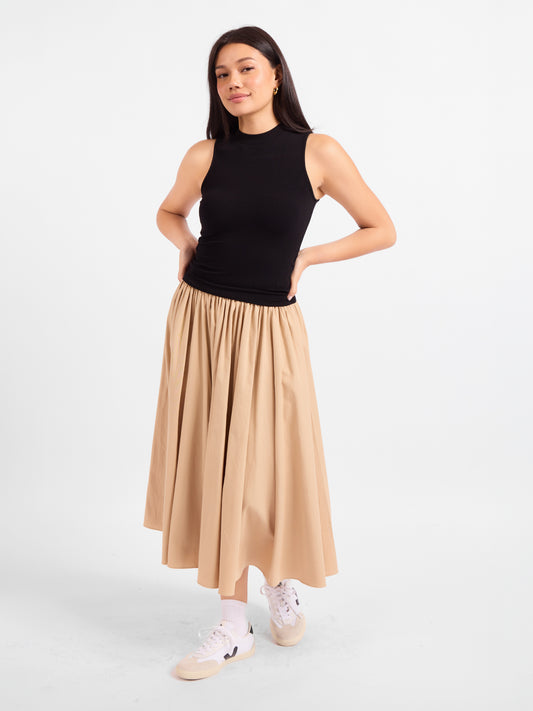 Ronan Mock Neck Ruched Knit Tanks - front view