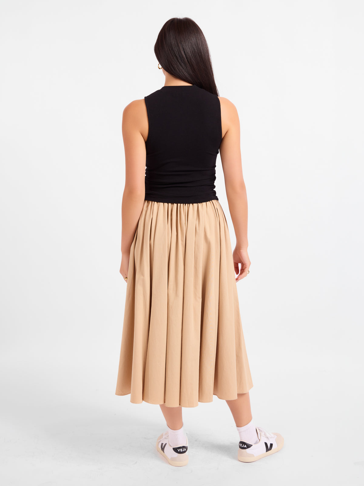 Ronan Mock Neck Ruched Knit Tanks - back view