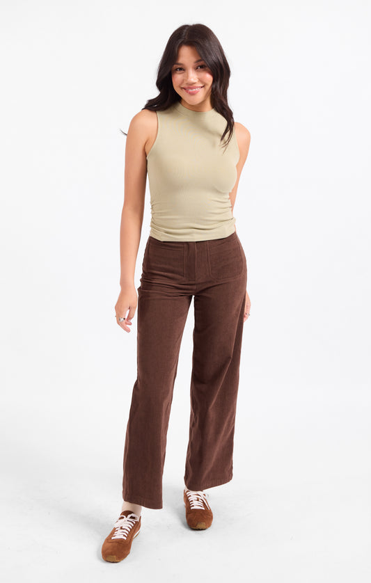 Ronan Mock Neck Ruched Knit Tank