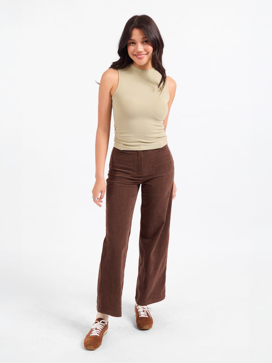 Ronan Mock Neck Ruched Knit Tank