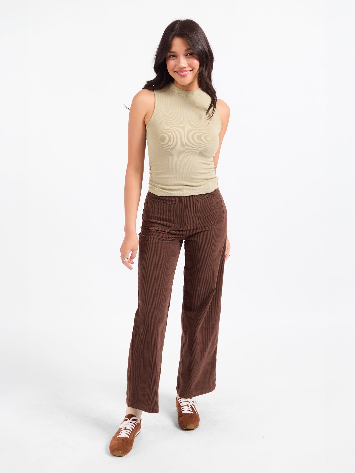 Ronan Mock Neck Ruched Knit Tank