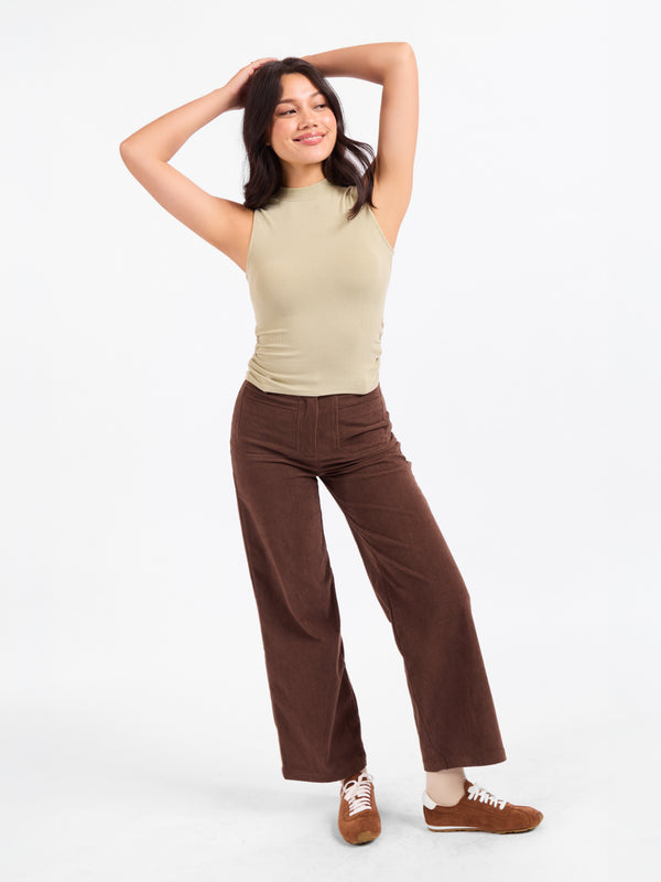 Ronan Mock Neck Ruched Knit Tank