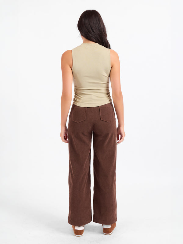 Ronan Mock Neck Ruched Knit Tank