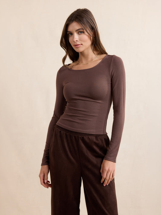 Ronan Boatneck Top - front crop view