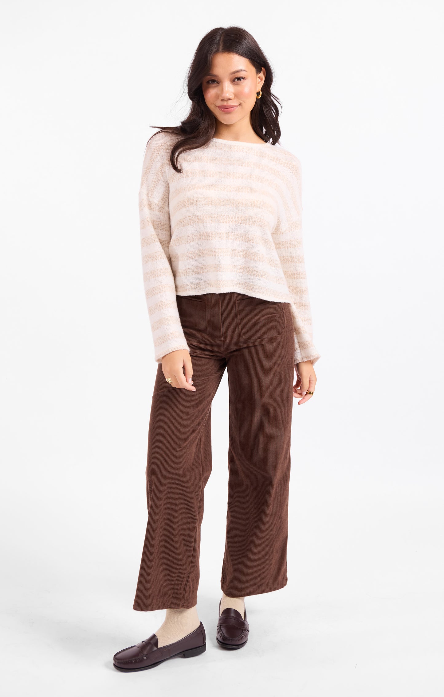 Billie Stripe Brushed Crewneck Top