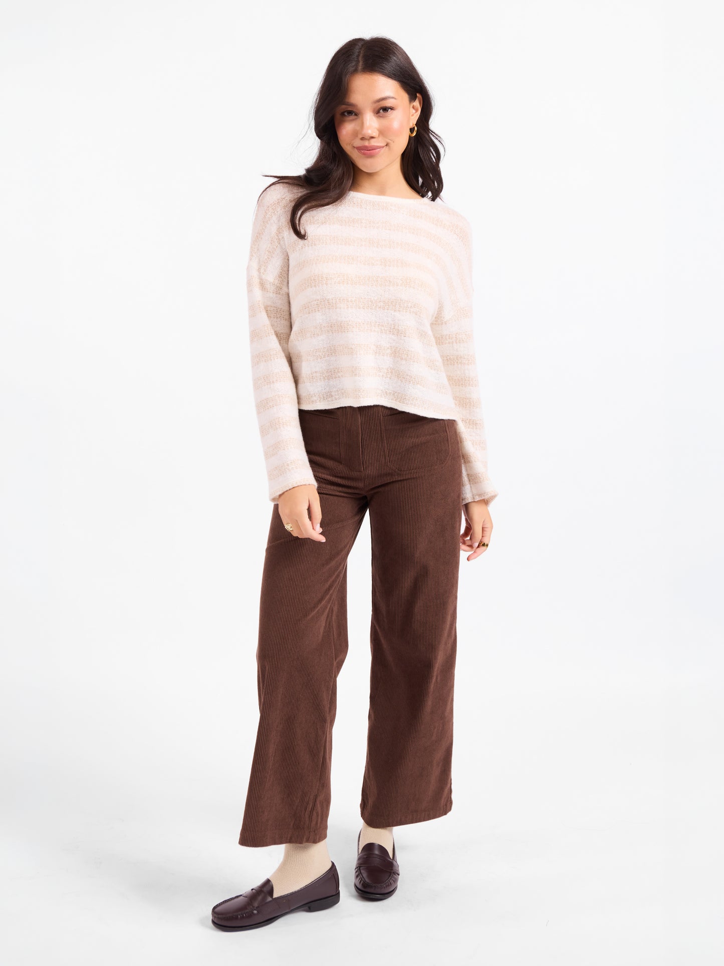 Billie Stripe Brushed Crewneck Top