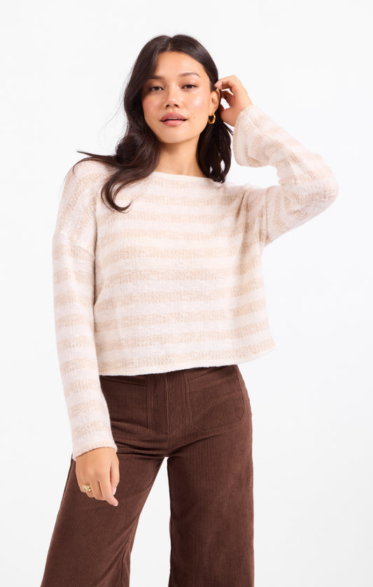 Billie Stripe Brushed Crewneck Top