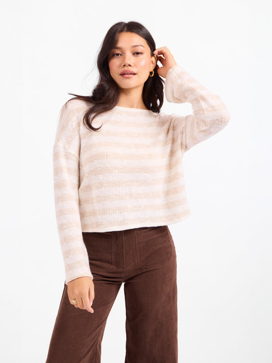 Billie Stripe Brushed Crewneck Top