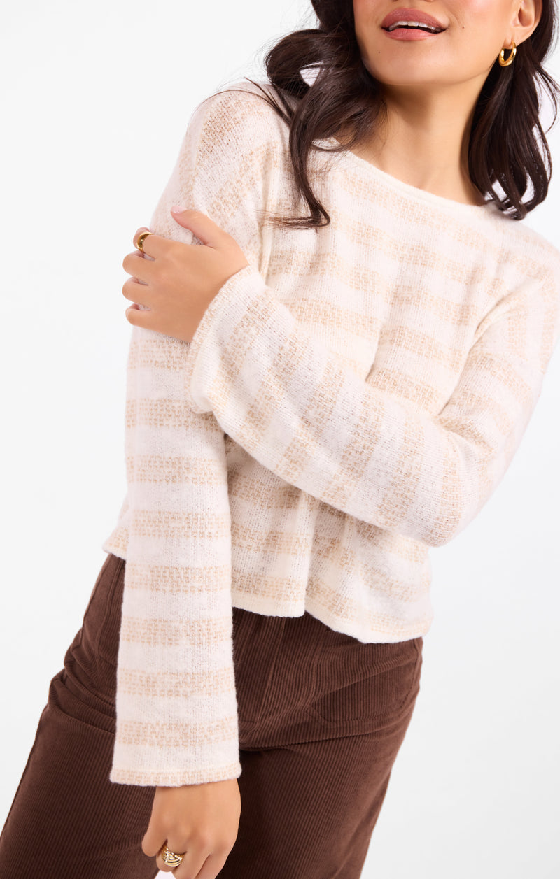 Billie Stripe Brushed Crewneck Top