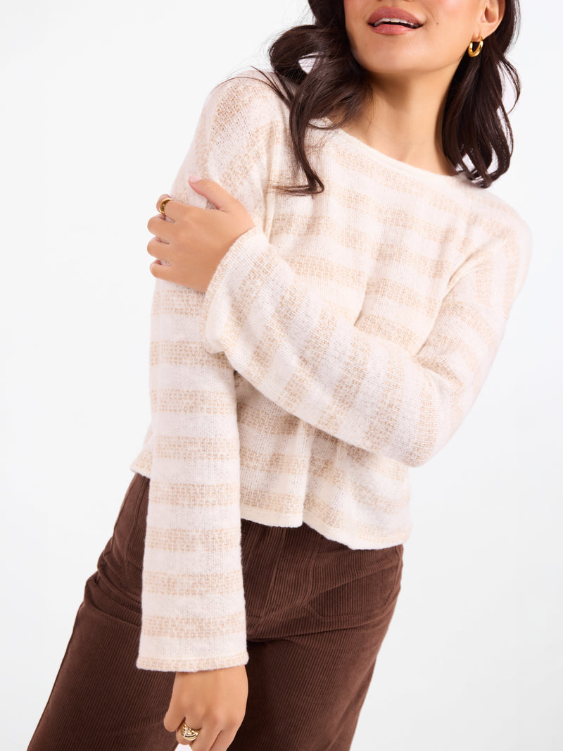 Billie Stripe Brushed Crewneck Top