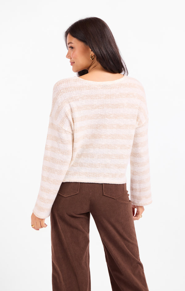 Billie Stripe Brushed Crewneck Top