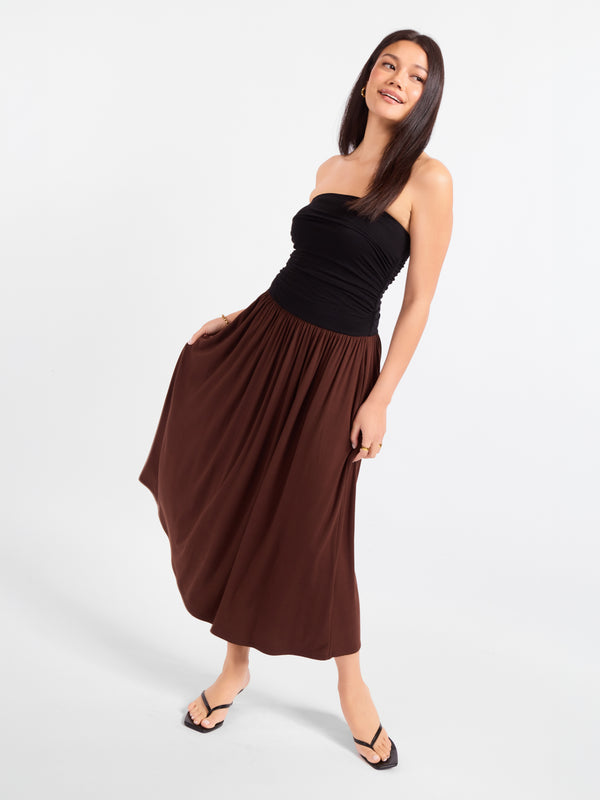 Hot Coffee Strapless Midi Dress - mood image
