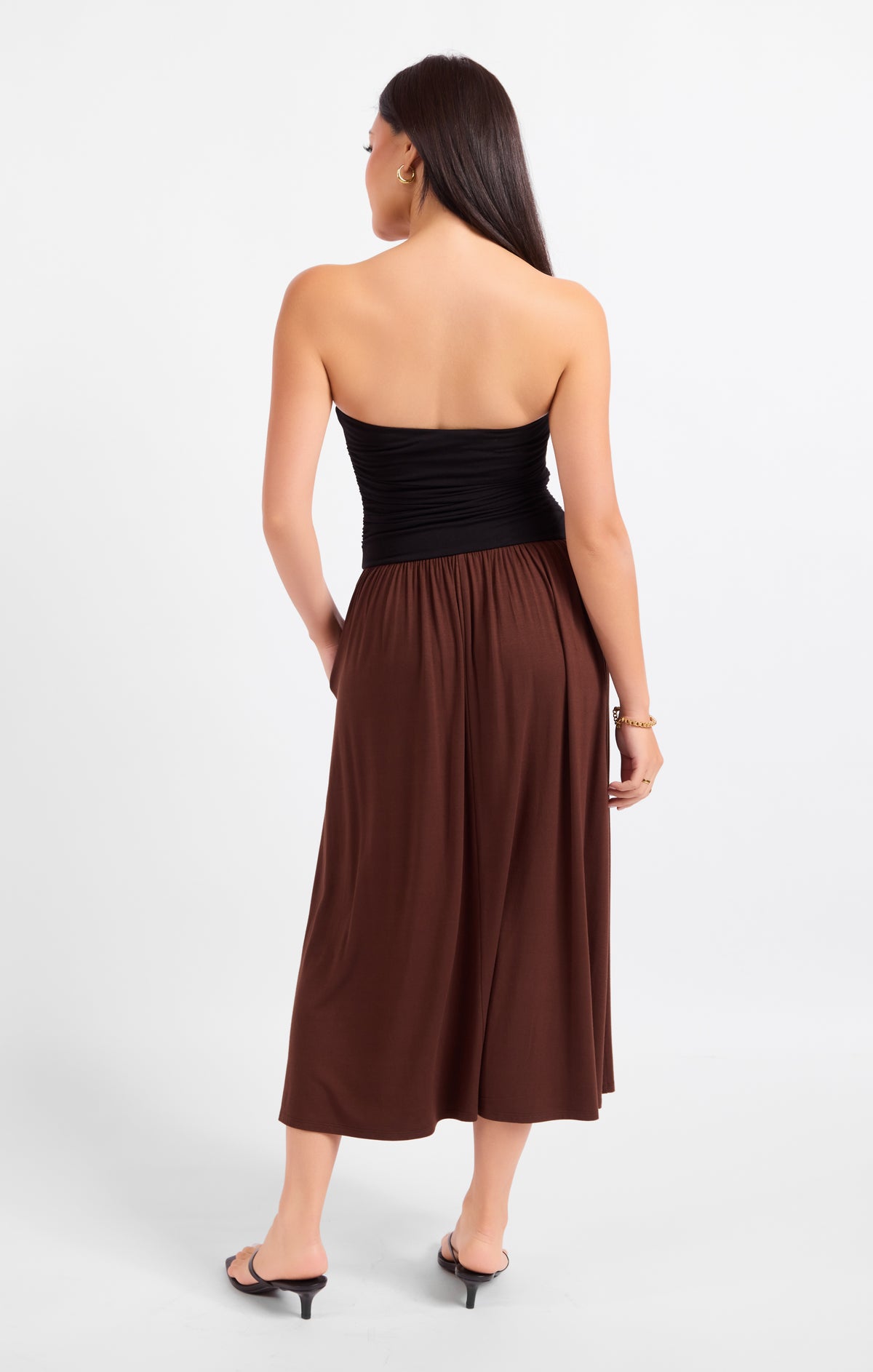Hot Coffee Strapless Midi Dress