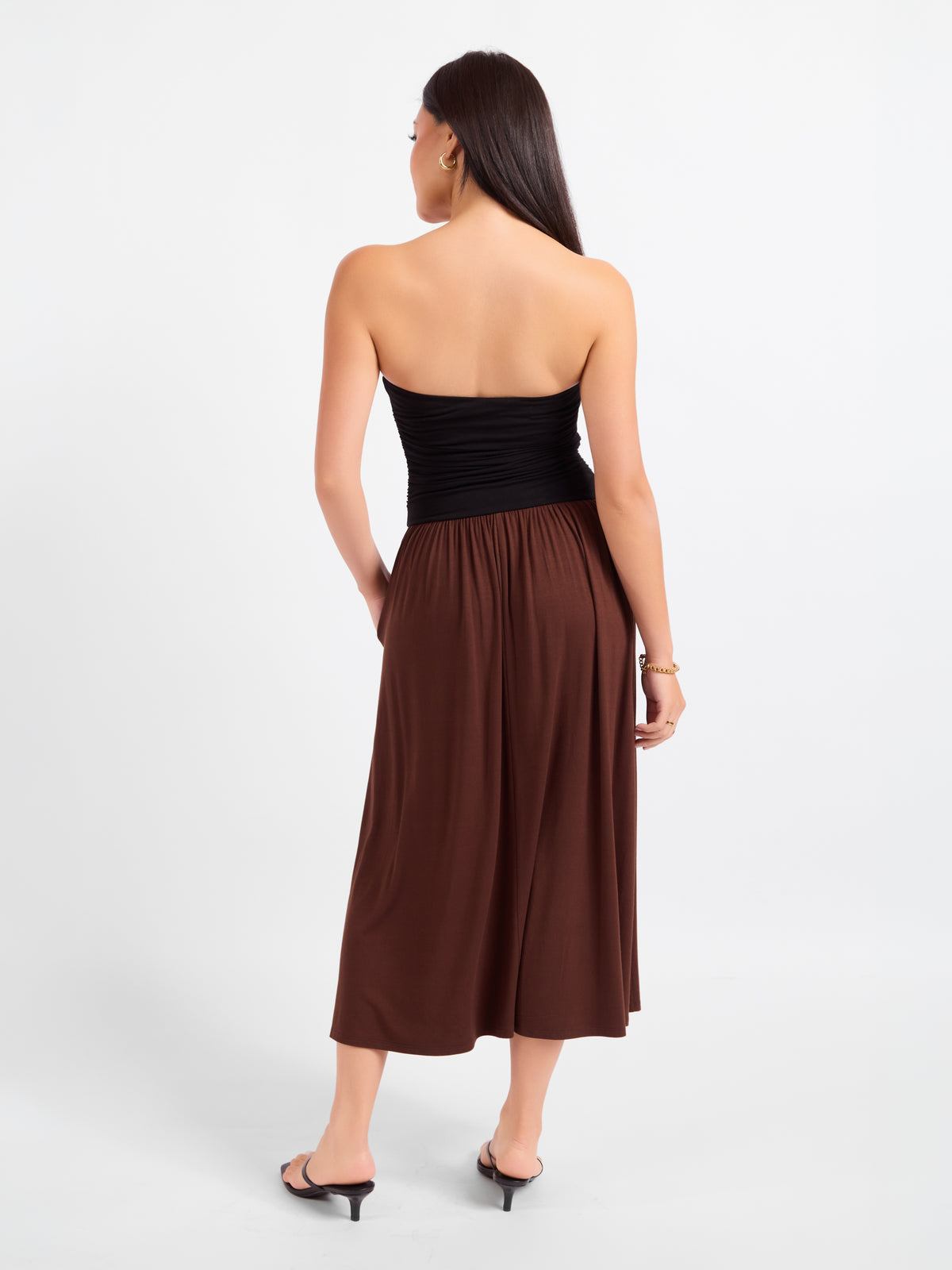 Hot Coffee Strapless Midi Dress - back view