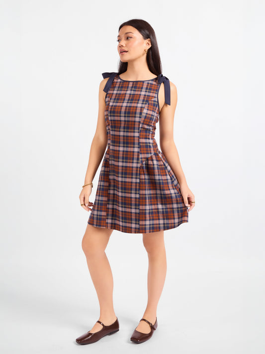 Academia Tie Straps Mini Dress - front view