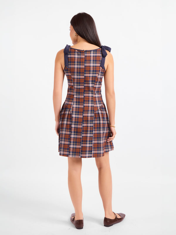 Academia Tie Straps Mini Dress - back view