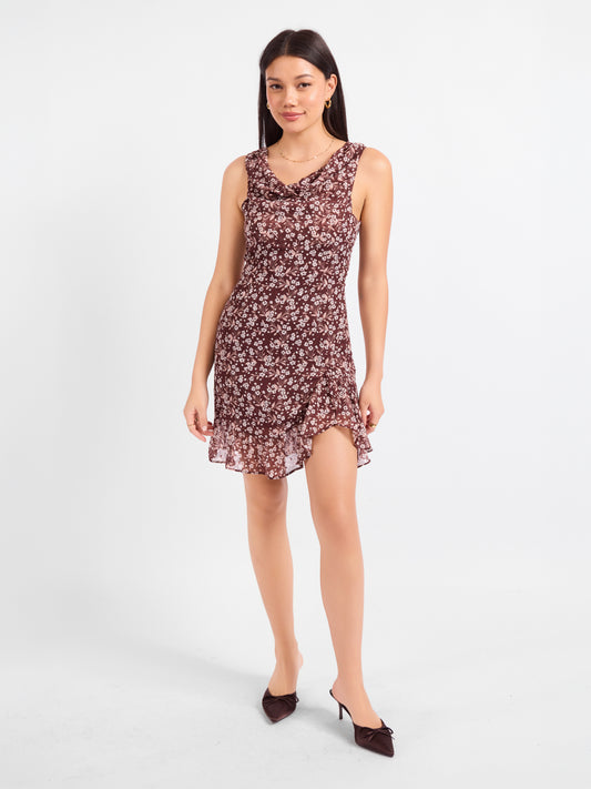 Oak Lane Cowl Neck Mini Dress - front view