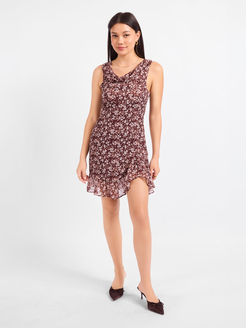 Oak Lane Cowl Neck Mini Dress - front view