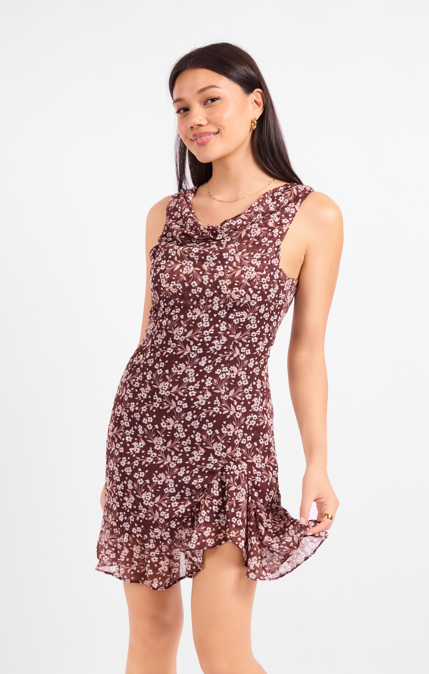 Oak Lane Cowl Neck Mini Dress