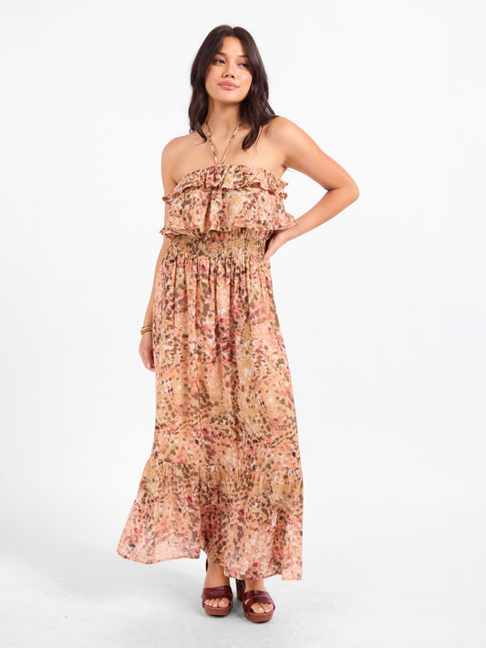 Sunset Canyon Strapless Maxi Dress in Multi - front view