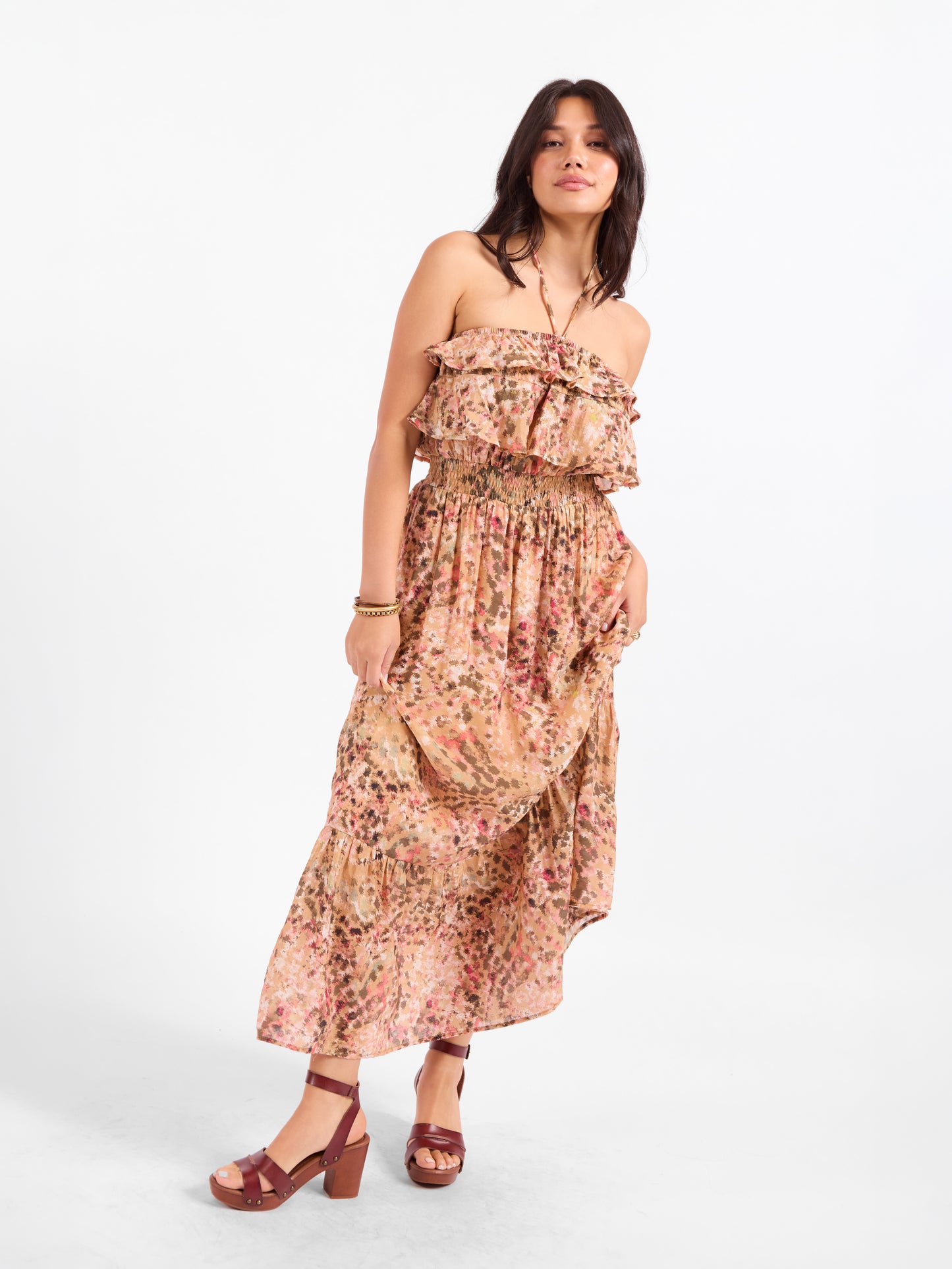 Sunset Canyon Strapless Maxi Dress in Multi - mood image